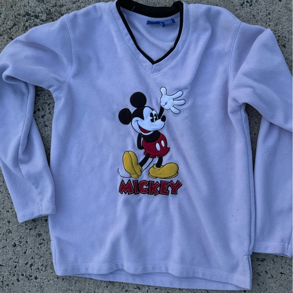 90s Womens Vintage Light Purple Disney Fleece V-Neck Pullover - Picture 7 of 9